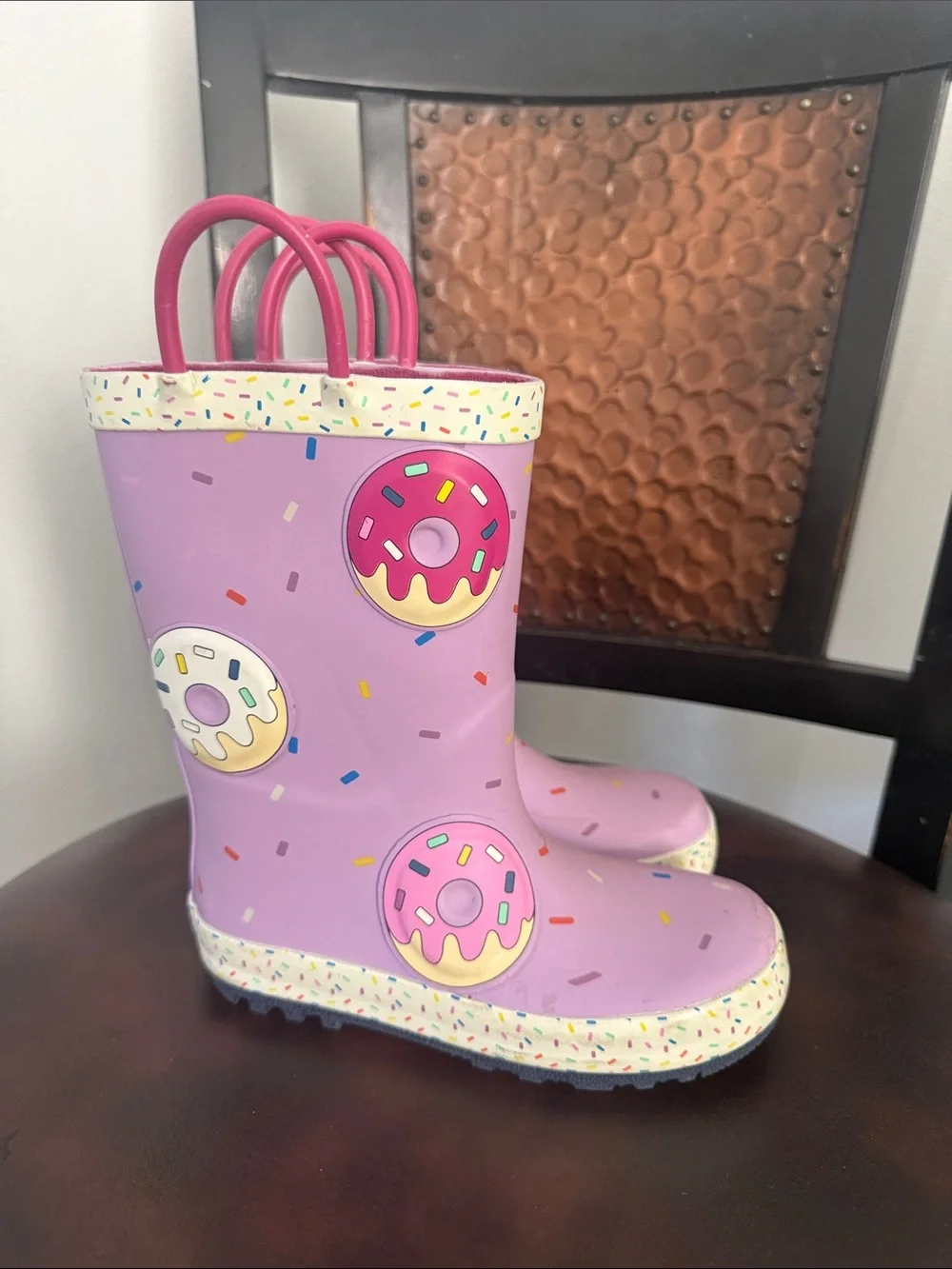 Cat & Jack Purple Donut Rain Boots with Pink Handles